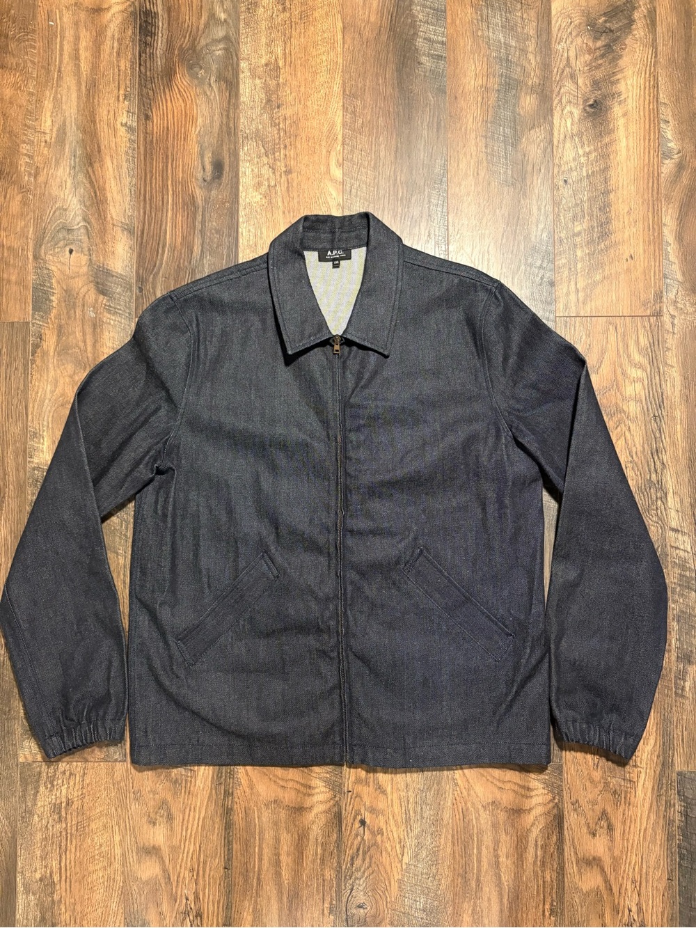 A.P.C. Men’s Raw Indigo Denim Zip Jacket XXL Minimalist